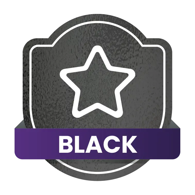 Emblema de membresía de reparación de crédito gris con estrella y pancarta NEGRA