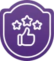 Reliproc Credit - Icono de escudo con un símbolo de pulgar - Garantia de satisfacción